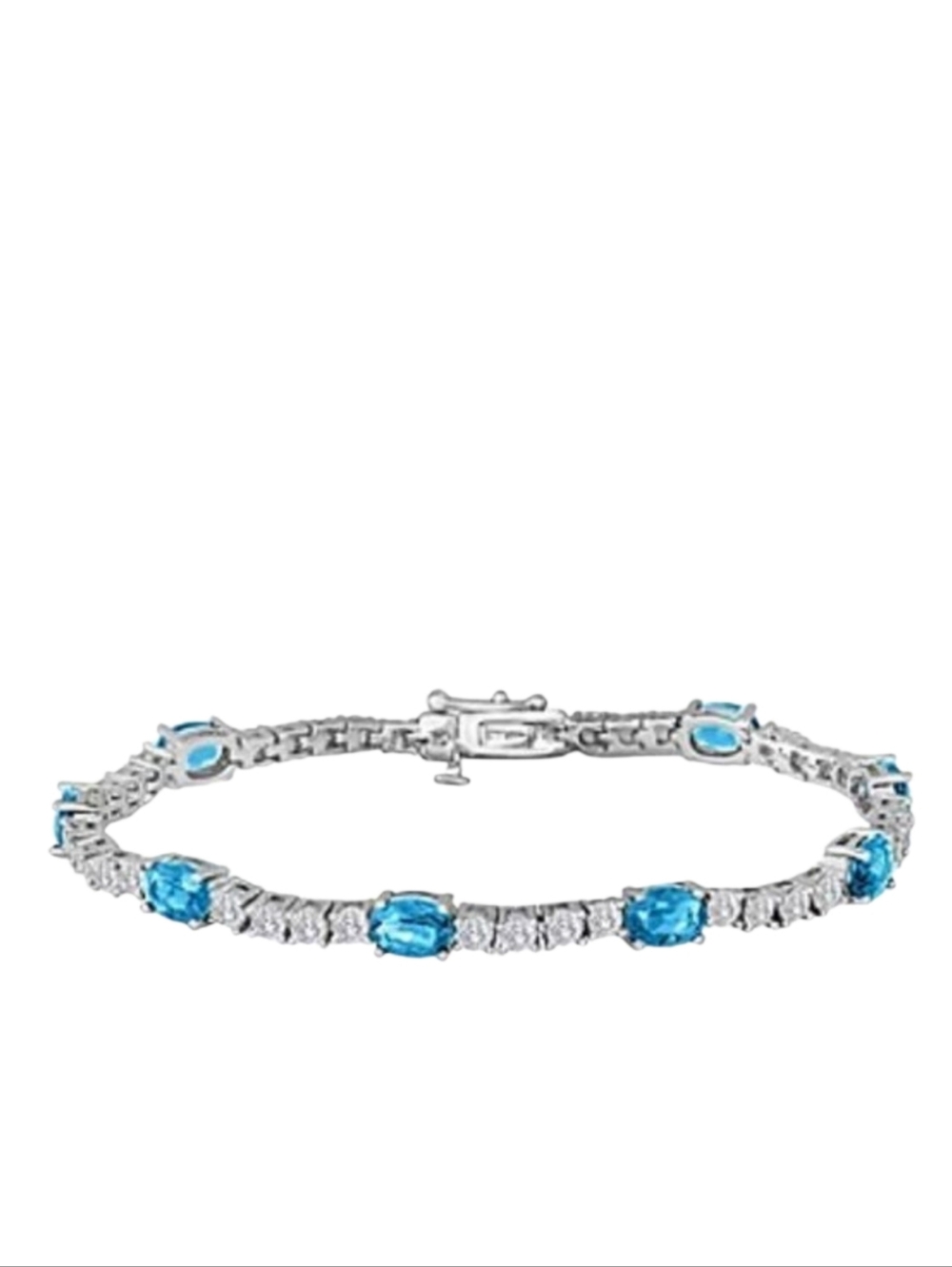 Blue Topaz & CV 7.5" Tennis Bracelet In Gift Box; For Kitty Rescue!